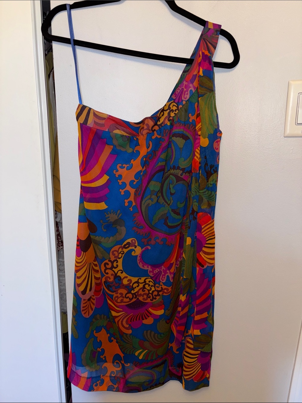 Banana Republic One-Shoulder Multicolor Paisley-Print Dress